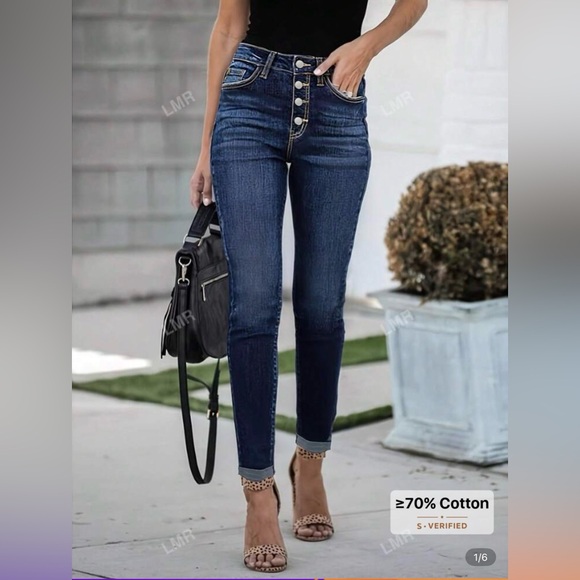 SHEIN Dark Blue High-Waisted Jeans - Picture 1 of 4